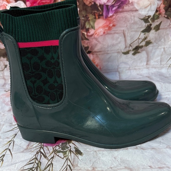 Coach Green Rubber Pull on Rainboots - Picture 6 of 10